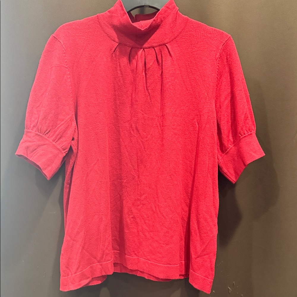 Apostrophe Scarlet Lightweight Sweater Blouse with Gathered Neckline Size XL